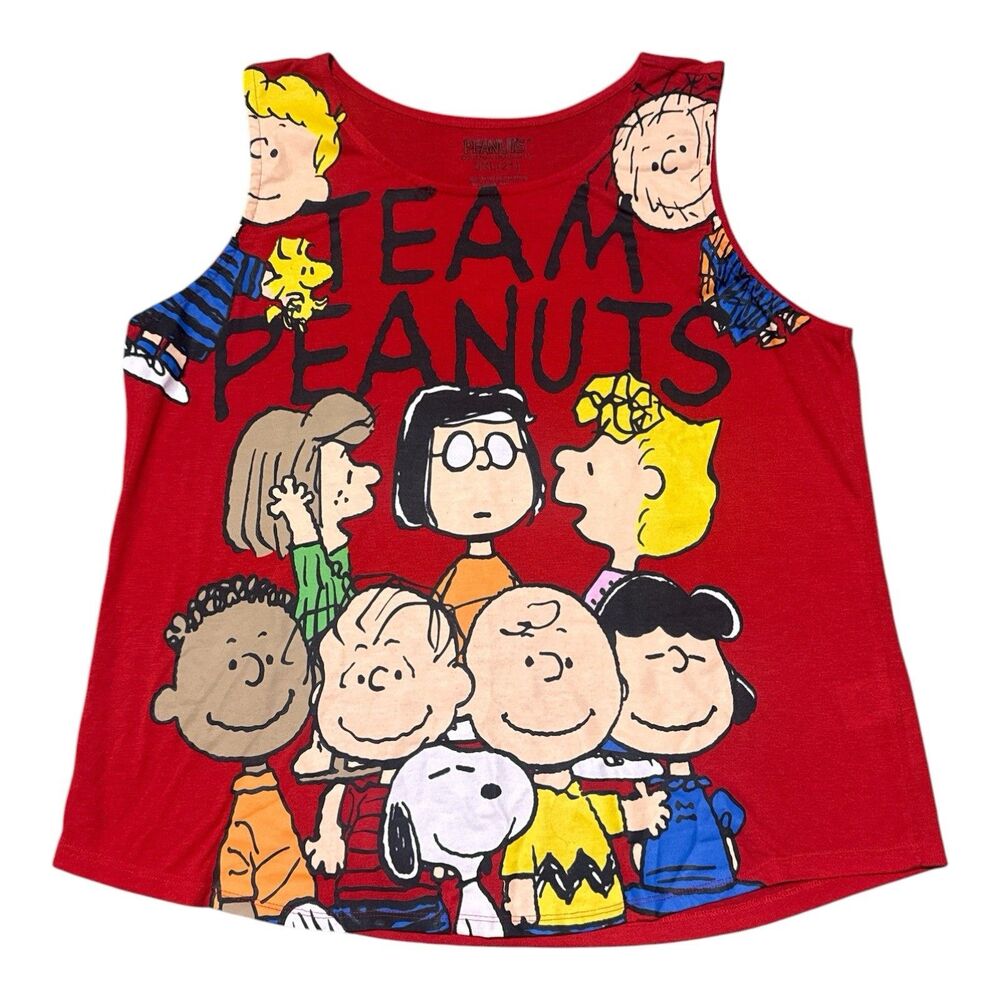 Peanuts Tank Top Women’s 3XL Red Graphic Sleeveless Snoopy Charlie Brown Shirt
